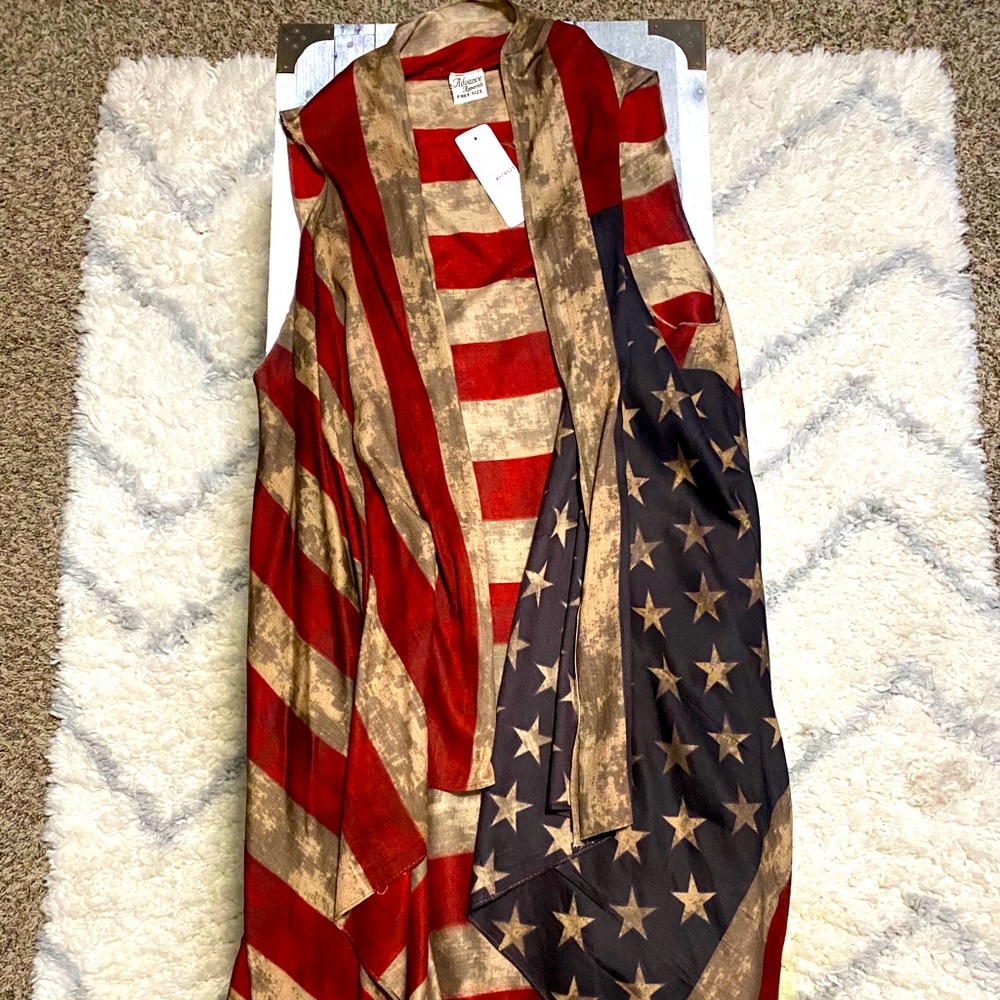 Sleeveless American flag cardigan